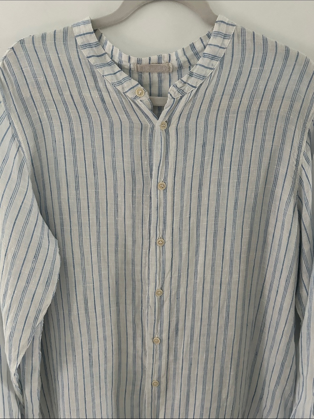 CP Shades Linen Tunic Blue/White Striped Size Medium Coastal Beach Coverup - Picture 3 of 12